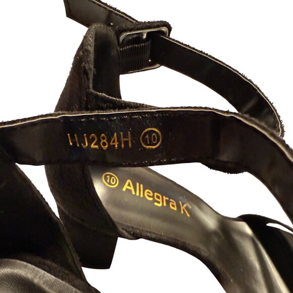 Allegra K Woman's Open Toe Chunky High Heel Ankle Strap Sandals Black 10 - Picture 3 of 11